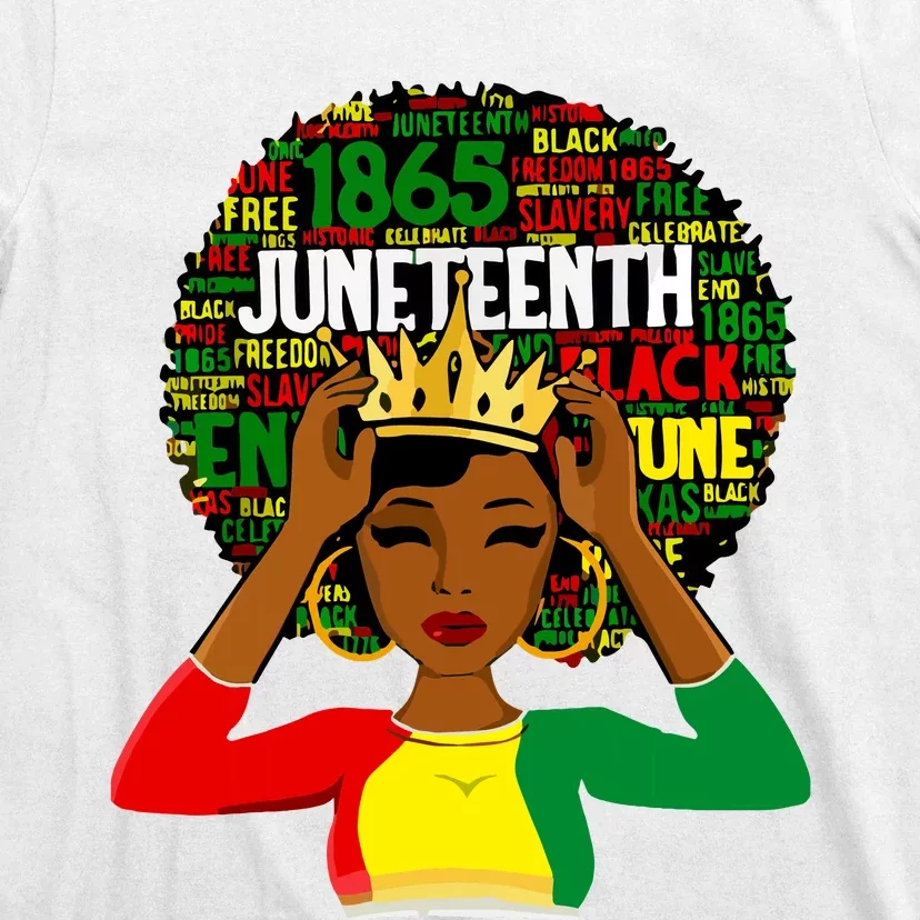 Juneteenth Women Queen African American Black Afro T-Shirt