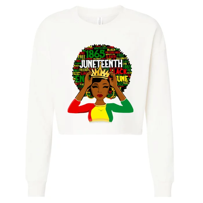 Juneteenth Women Queen African American Black Afro Cropped Pullover Crew