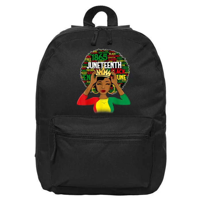 Juneteenth Women Queen African American Black Afro 16 in Basic Backpack