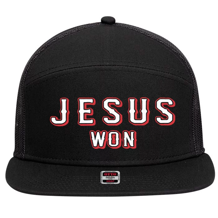 Jesus Won Rangers Texas Rangers Jesus 7 Panel Mesh Trucker Snapback Hat