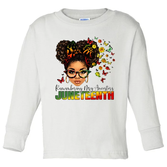 Juneteenth Wo Remembering My Ancestors Juneteenth Toddler Long Sleeve Shirt