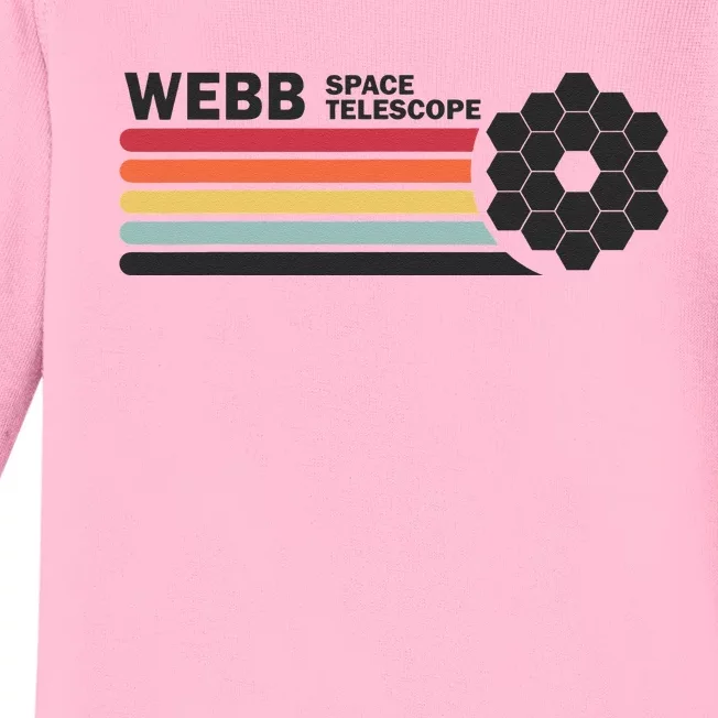 James Webb Space Telescope Retro JWST Webb Telescope Baby Long Sleeve Bodysuit