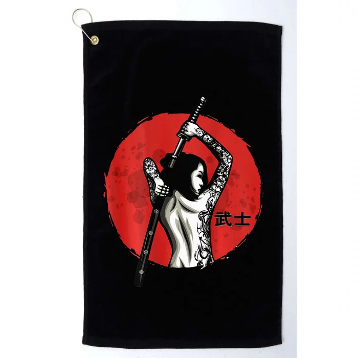 Japanese Warrior Sexy Samurai Female Samurai (on back) Platinum Collection Golf Towel