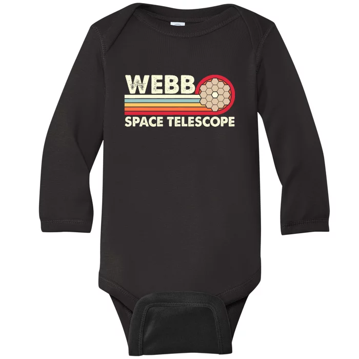 James Webb Space Telescope Retro JWST Webb Telescope Baby Long Sleeve Bodysuit