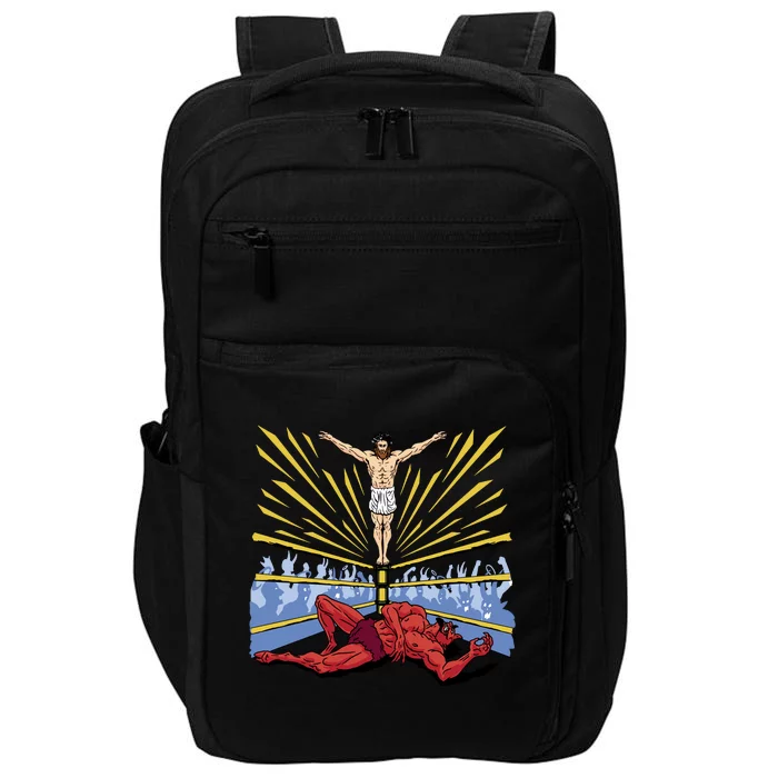 Jesus Wrestling Satan Impact Tech Backpack