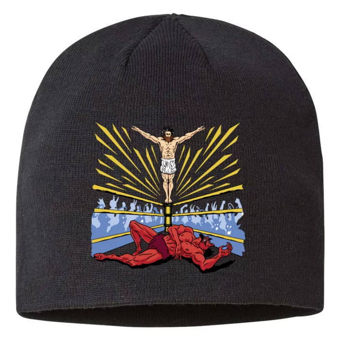 Jesus Wrestling Satan 8 1/2in Sustainable Knit Beanie