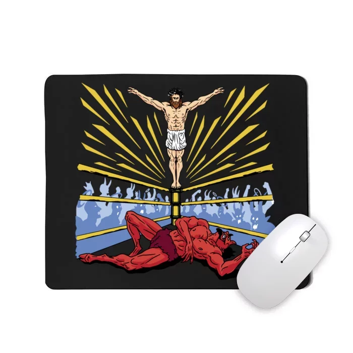 Jesus Wrestling Satan Mousepad