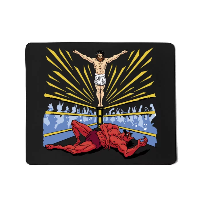 Jesus Wrestling Satan Mousepad