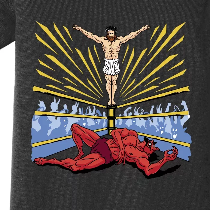 Jesus Wrestling Satan Baby Bodysuit