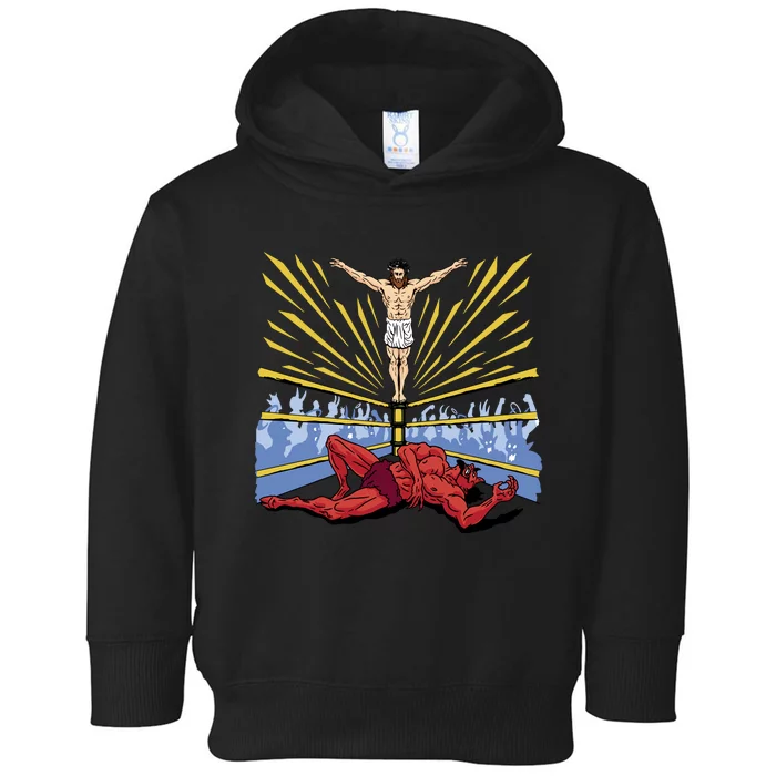 Jesus Wrestling Satan Toddler Hoodie