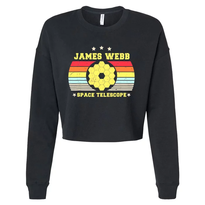 James Webb Space Telescope Retro JWST Vintage Webb Telescope Cropped Pullover Crew