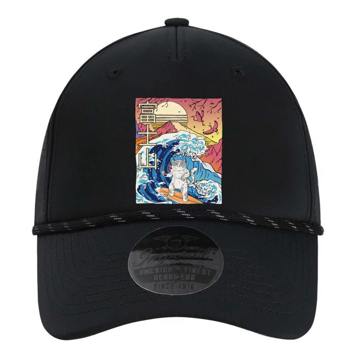 Japanese Wave Surfing Cat Art Japanese Mount Fuji Sunset Performance The Dyno Cap