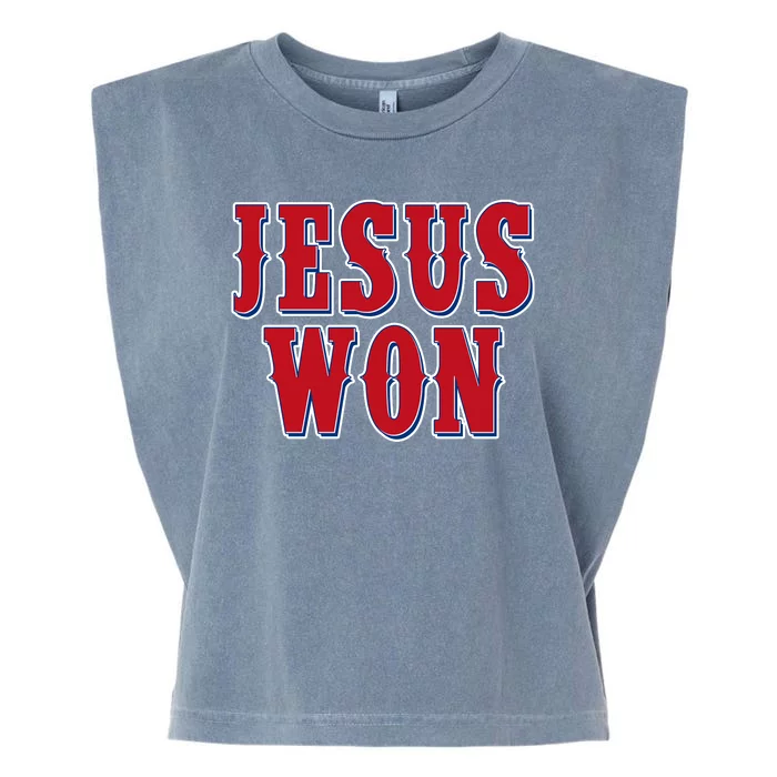 Jesus Won Texas Baseball Fan Garment-Dyed Women's Muscle Tee