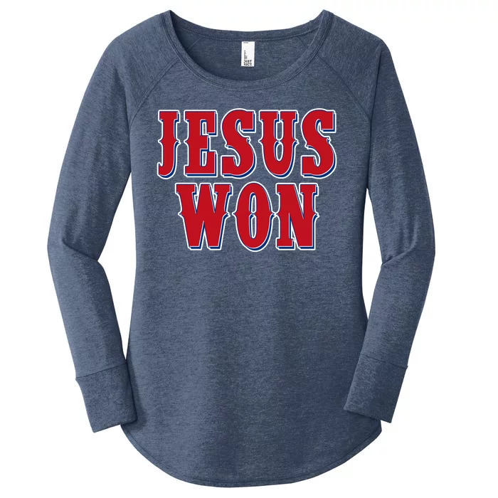 Jesus Won Texas Baseball Fan Women's Perfect Tri Tunic Long Sleeve Shirt