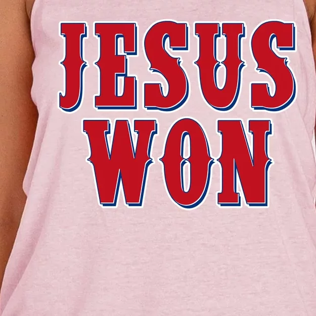 Jesus Won Texas Baseball Fan Women's Knotted Racerback Tank