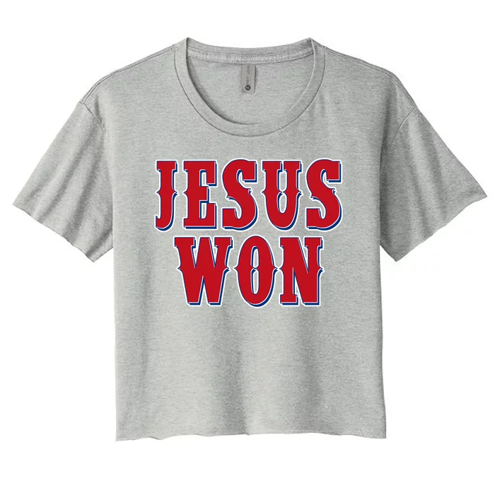 Jesus Won Texas Baseball Fan Women's Crop Top Tee