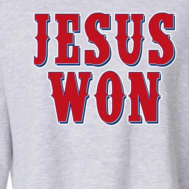 Jesus Won Texas Baseball Fan Cropped Pullover Crew