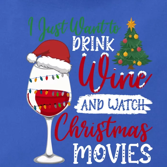 Just Want To Wine And Watch Christmas Movies Funny Gift Zip Tote Bag