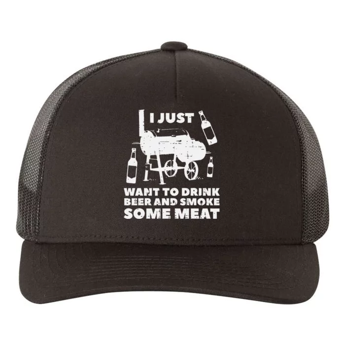 Just Want To Grill Some Meat Fun Bbq Barbecue Yupoong Adult 5-Panel Trucker Hat