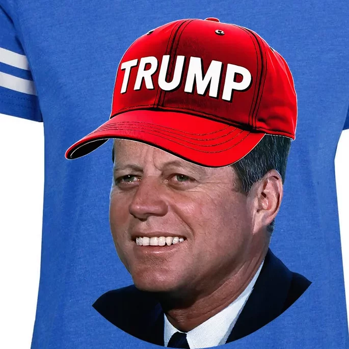 Jfk Wearing Trump Hat Funny John F Kennedy Meme Graphic 2024 Enza Ladies Jersey Football T-Shirt