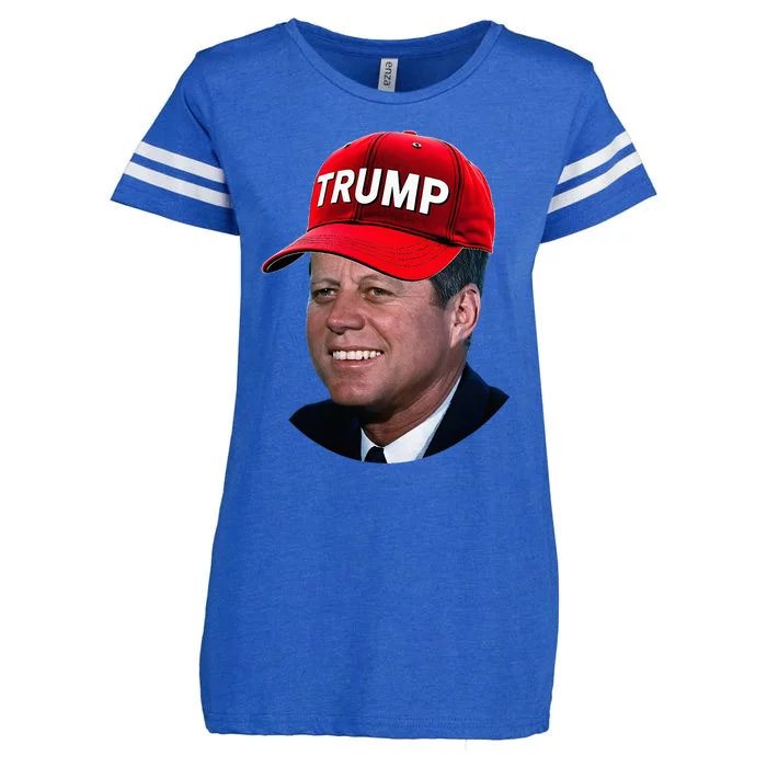 Jfk Wearing Trump Hat Funny John F Kennedy Meme Graphic 2024 Enza Ladies Jersey Football T-Shirt