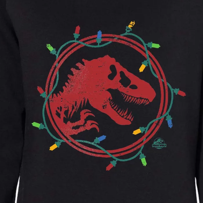 Jurassic World TRex Christmas Lights Womens California Wash Sweatshirt