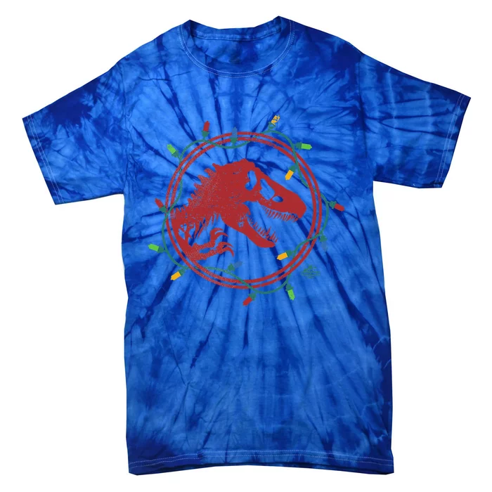 Jurassic World TRex Christmas Lights Tie-Dye T-Shirt