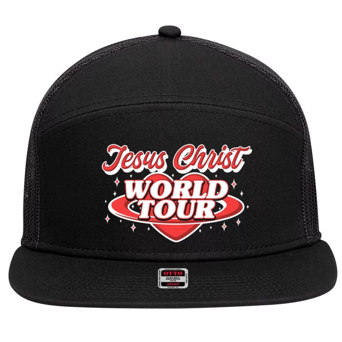 Jesus World Tour Christian Music Faith Concert Front & Back 7 Panel Mesh Trucker Snapback Hat