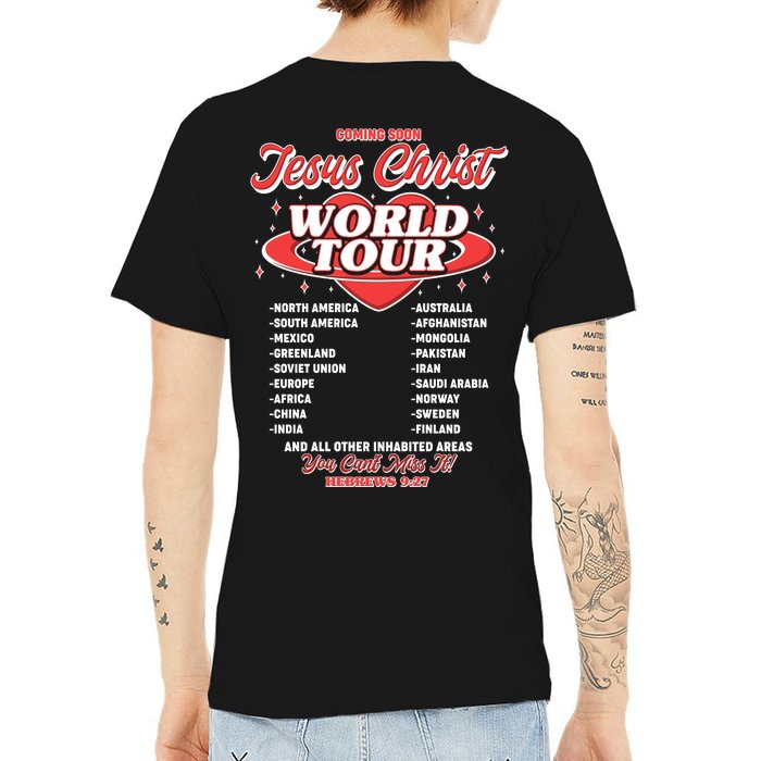 Jesus World Tour Christian Music Faith Concert Front & Back V-Neck T-Shirt