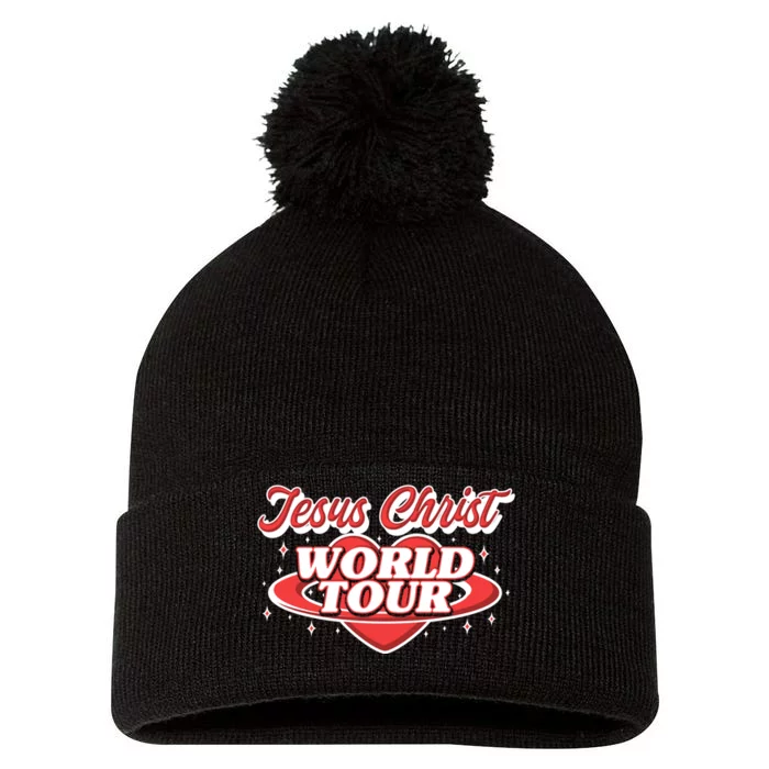 Jesus World Tour Christian Music Faith Concert Front & Back Pom Pom 12in Knit Beanie