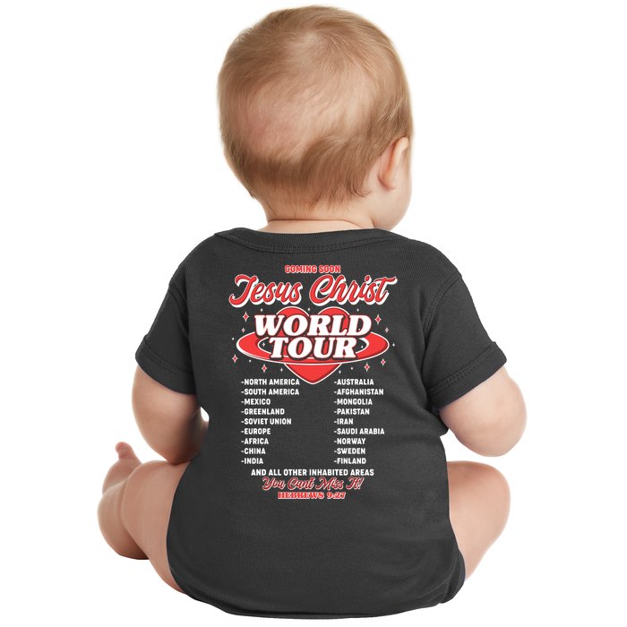 Jesus World Tour Christian Music Faith Concert Front & Back Baby Bodysuit