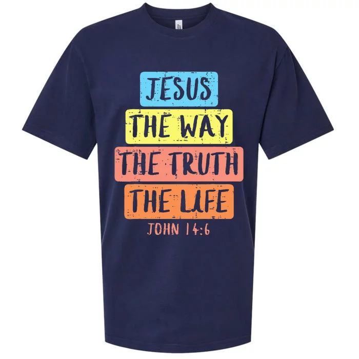 Jesus Way Truth Life John 146 Easter Religious Sueded Cloud Jersey T-Shirt