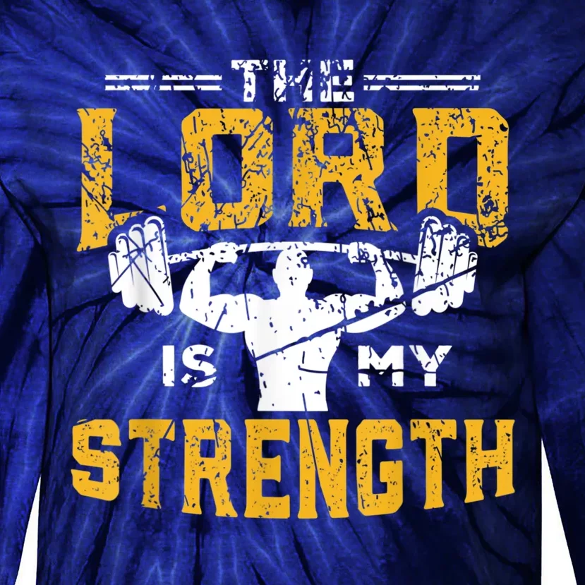 Jesus Workout The Lord Is My Strength Christian Gym Tie-Dye Long Sleeve Shirt