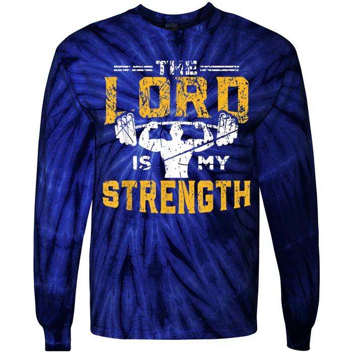 Jesus Workout The Lord Is My Strength Christian Gym Tie-Dye Long Sleeve Shirt