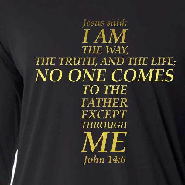 Jesus Way Truth Life Cross Bible Verse Scripture John 146 Cooling Performance Long Sleeve Crew