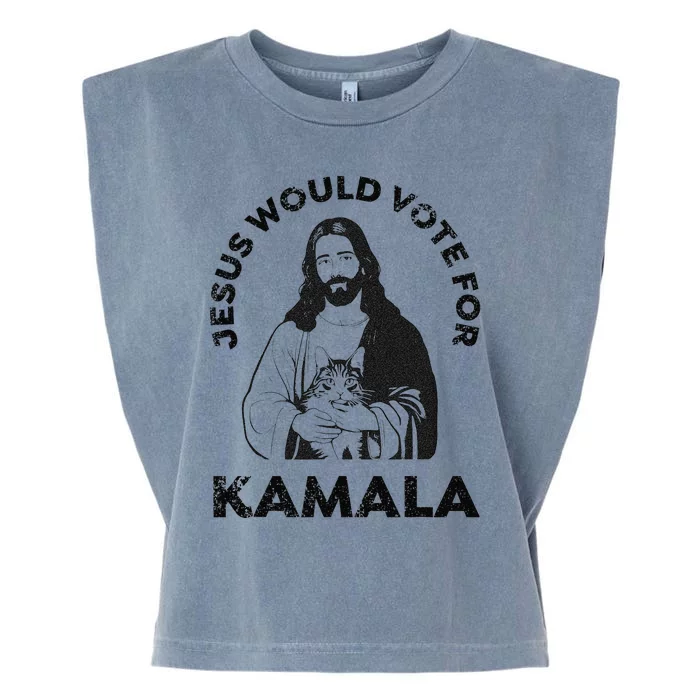 Jesus Would Vote For Kamala Harris Walz 2024 Garment-Dyed Women's Muscle Tee