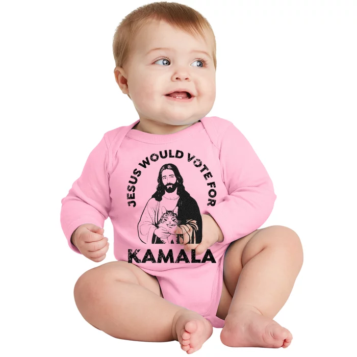 Jesus Would Vote For Kamala Harris Walz 2024 Baby Long Sleeve Bodysuit