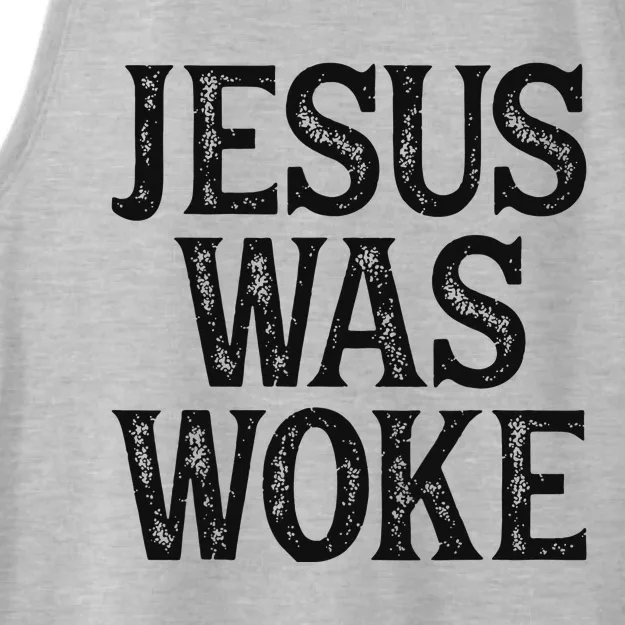 Jesus Was Woke Christian Faith Religious Funny Ladies Tri-Blend Wicking Tank