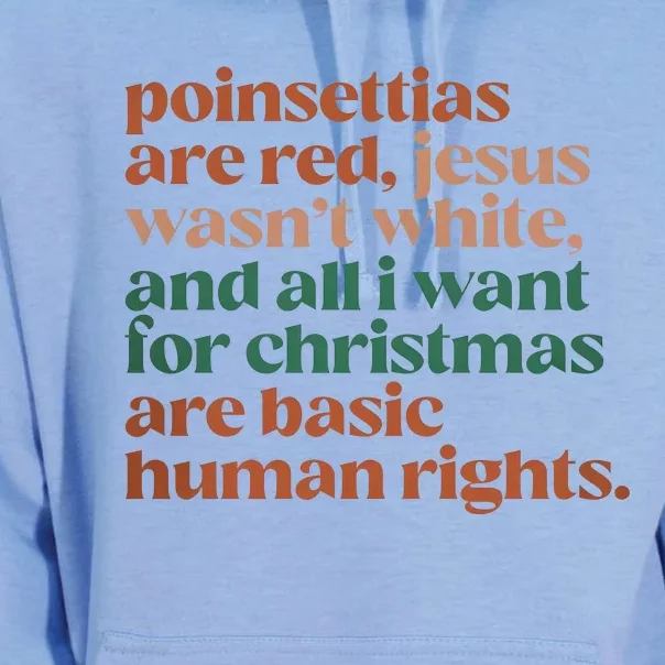 Jesus WasnT White Basic Human Rights I Want For Christmas Unisex Surf Hoodie