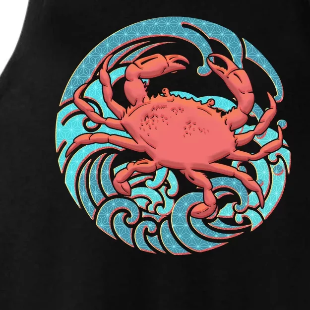 Japanese Water Wave Crab Ladies Tri-Blend Wicking Tank