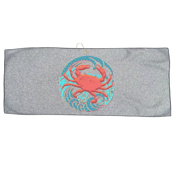 Japanese Water Wave Crab Large Microfiber Waffle Golf Towel