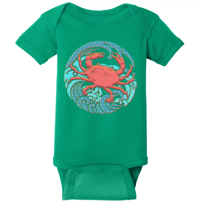 Japanese Water Wave Crab Baby Bodysuit