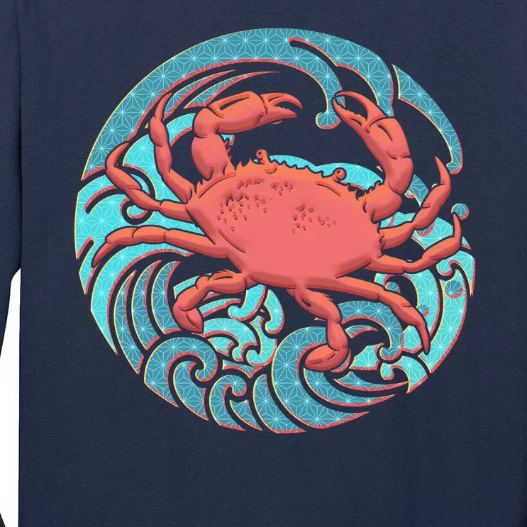 Japanese Water Wave Crab Tall Long Sleeve T-Shirt