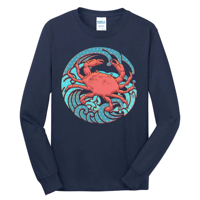 Japanese Water Wave Crab Tall Long Sleeve T-Shirt