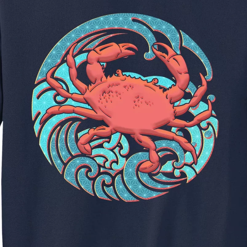 Japanese Water Wave Crab Tall Sweatshirt