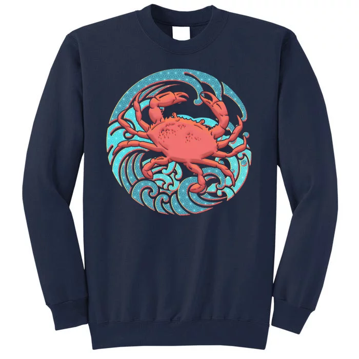 Japanese Water Wave Crab Tall Sweatshirt