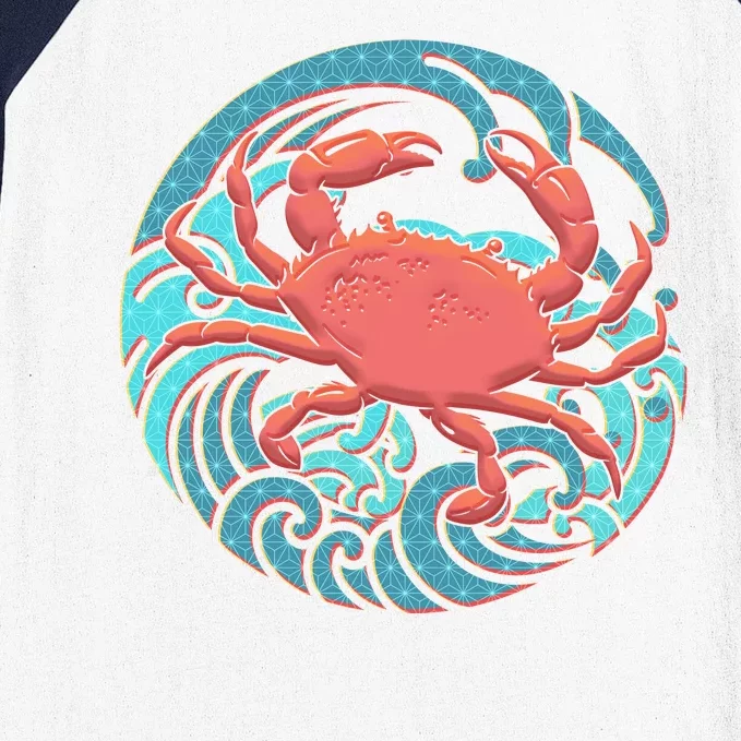 Japanese Water Wave Crab Baseball Sleeve Shirt