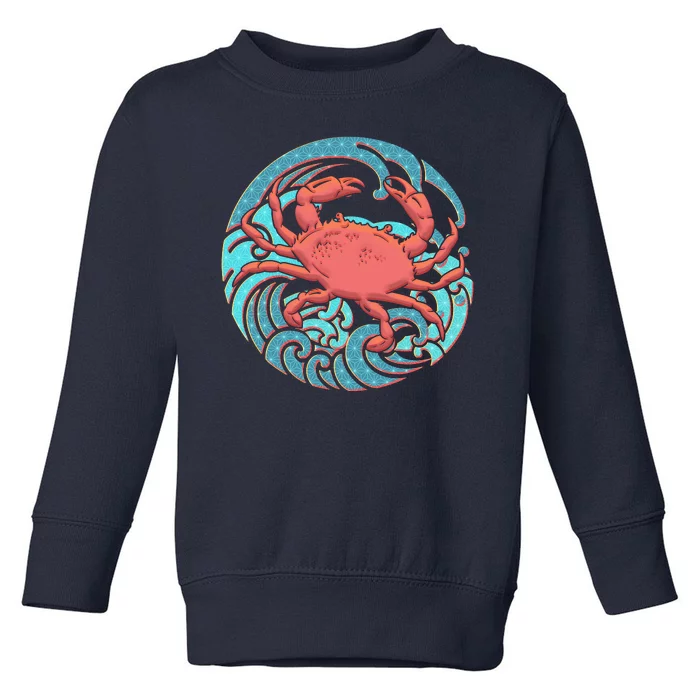 Japanese Water Wave Crab Toddler Sweatshirt