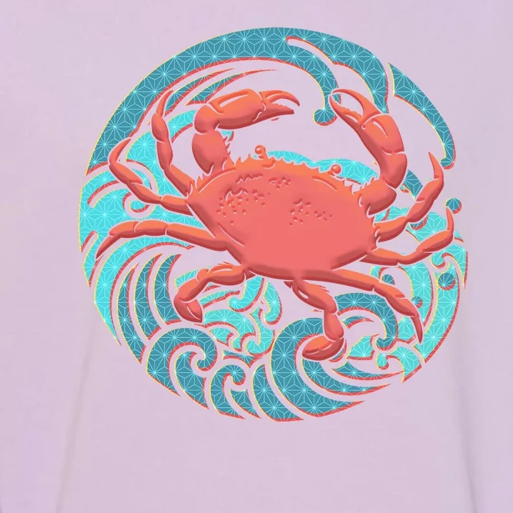 Japanese Water Wave Crab Garment-Dyed Sweatshirt