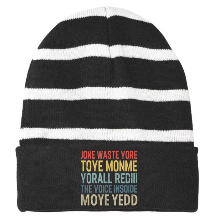 Jone Waste Yore Toye Monme Yorall Rediii The Voice Insoide Striped Beanie with Solid Band